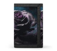 YHNNH Purple Rose2 Trifold Wallet Polyester Casual Wallets Portable Stylish Coin Purse for Men And Women