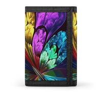 YHNNH Rainbow Butterfly Trifold Wallet Polyester Casual Wallets Portable Stylish Coin Purse for Men And Women