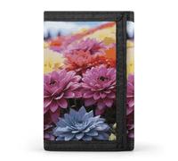 YHNNH Rainbow Flower Sea Trifold Wallet Polyester Casual Wallets Portable Stylish Coin Purse for Men And Women