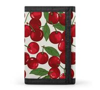 YHNNH Red Cherries Trifold Wallet Polyester Casual Wallets Portable Stylish Coin Purse for Men And Women