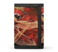YHNNH Red Dragonfly Trifold Wallet Polyester Casual Wallets Portable Stylish Coin Purse for Men And Women