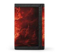 YHNNH Red Flame Trifold Wallet Polyester Casual Wallets Portable Stylish Coin Purse for Men And Women