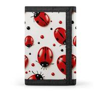 YHNNH Red Ladybug Trifold Wallet Polyester Casual Wallets Portable Stylish Coin Purse for Men And Women