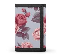 YHNNH Red Roses Floral Trifold Wallet Polyester Casual Wallets Portable Stylish Coin Purse for Men And Women