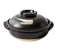 YHNNH, Round Casserole Dish, Heat Resistant Ceramic Casserole with Lid Soup Pot Oil Free Pot Hot Pot with Brush Line Slow Stev(900ml)