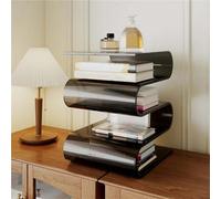 YHNNH S Shaped Acrylic Side Table, Sleek Nightstand, Acrylic Coffee Table, Clear Bedside Table, Magazine Bookshelf, End Table for Living Room, Bedroom, Study, Patio(Black)