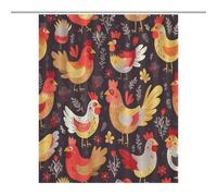 YHNNH Shower Curtains for Bathroom 180 X 143 Cm,Cute Rooster Chickensprinted Waterproof Polyester Fabric Bath Curtain with Grommets And 12 Hooks