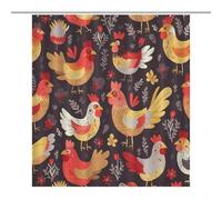 YHNNH Shower Curtains for Bathroom 180 X 163 Cm,Cute Rooster Chickensprinted Waterproof Polyester Fabric Bath Curtain with Grommets And 12 Hooks