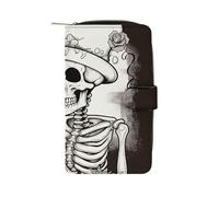 YHNNH Skeleton Chef Leather Long Wallet Adult Travel Zipper Long Purse Multi-functional Credit Card Holder 12 Card Slot