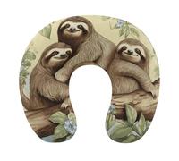 YHNNH Sloth Family Neck Pillow Lightweight Portable U Shaped Pillow Memory Foam Cozy U-Shaped Sleep Pillows for Airplane Chair, Car,Office,Sleeping Rest Neck Head Cushion