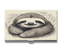 YHNNH Sloth My Spirit Animal Business Card Case for Men And Women,Slim Business Card Holder,Aluminum Alloy Purse Name Cards Holder Purse Organizer Office Accessories with Buckle-Lock