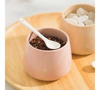 YHNNH, Spices Jars,Macaron Color Sugar Bowl with Lid and Spoon,Ceramic Sugar Pot with Cover Hole,230ml/8oz Porcelain Spice Jar,Salt Pot Seasoning Canister-230ml Pot(Pink)
