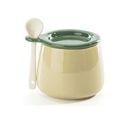 YHNNH, Spices Jars,Macaron Color Sugar Bowl with Lid and Spoon,Ceramic Sugar Pot with Cover Hole,230ml/8oz Porcelain Spice Jar,Salt Pot Seasoning Canister-230ml Pot(Green)