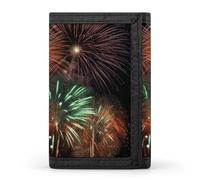 YHNNH Splendid Fireworks Trifold Wallet Polyester Casual Wallets Portable Stylish Coin Purse for Men And Women