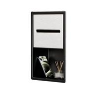 YHNNH Stainless Steel Shower Niche Tissue Box Holder - Large Capacity Bathroom Storage Solution, No Tiles Required(White+black)