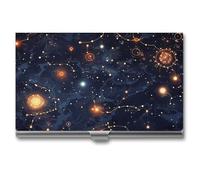 YHNNH Star Constellation Map Business Card Holder Minimalist Wallet RFID Blocking Credit Cards Holder Slim Name Cards Holders Compact Aluminum Alloy Business Card Case for Adult