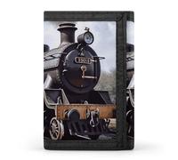 YHNNH Steam Locomotive Train Trifold Wallet Polyester Casual Wallets Portable Stylish Coin Purse for Men And Women
