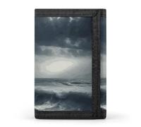 YHNNH Stormy Sea Trifold Wallet Polyester Casual Wallets Portable Stylish Coin Purse for Men And Women