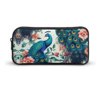YHNNH Stylish Large Pencil Case Beautiful Peacock Flowers Printed, Big Capacity Pencil Pouch Stationery Pen Bag, Storage High Capacity Bag Pouch Holder Box Organizer, Marker Pen Case for Women & Men