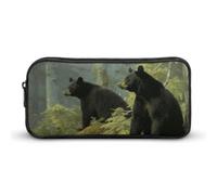 YHNNH Stylish Large Pencil Case Black Bears Printed, Big Capacity Pencil Pouch Stationery Pen Bag, Storage High Capacity Bag Pouch Holder Box Organizer, Marker Pen Case for Women & Men