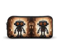 YHNNH Stylish Large Pencil Case Black Robot Printed, Big Capacity Pencil Pouch Stationery Pen Bag, Storage High Capacity Bag Pouch Holder Box Organizer, Marker Pen Case for Women & Men