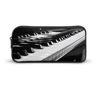 YHNNH Stylish Large Pencil Case Black White Piano Keyboard Printed, Big Capacity Pencil Pouch Stationery Pen Bag, Storage High Capacity Bag Pouch Holder Box Organizer, Marker Pen Case for Women & Men