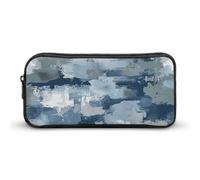 YHNNH Stylish Large Pencil Case Blue And Gray Pattern Printed, Big Capacity Pencil Pouch Stationery Pen Bag, Storage High Capacity Bag Pouch Holder Box Organizer, Marker Pen Case for Women & Men