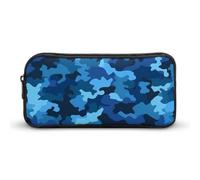 YHNNH Stylish Large Pencil Case Blue Camo Printed, Big Capacity Pencil Pouch Stationery Pen Bag, Storage High Capacity Bag Pouch Holder Box Organizer, Marker Pen Case for Women & Men