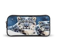 YHNNH Stylish Large Pencil Case Blue Eyed Snow Leopard Printed, Big Capacity Pencil Pouch Stationery Pen Bag, Storage High Capacity Bag Pouch Holder Box Organizer, Marker Pen Case for Women & Men