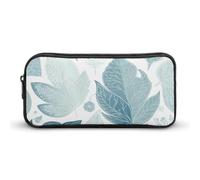 YHNNH Stylish Large Pencil Case Blue Leaves Pattern Printed, Big Capacity Pencil Pouch Stationery Pen Bag, Storage High Capacity Bag Pouch Holder Box Organizer, Marker Pen Case for Women & Men