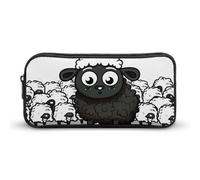 YHNNH Stylish Large Pencil Case Cartoon Black White Sheep Printed, Big Capacity Pencil Pouch Stationery Pen Bag, Storage High Capacity Bag Pouch Holder Box Organizer, Marker Pen Case for Women & Men