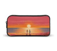 YHNNH Stylish Large Pencil Case Couple Watching Sunrise Printed, Big Capacity Pencil Pouch Stationery Pen Bag, Storage High Capacity Bag Pouch Holder Box Organizer, Marker Pen Case for Women & Men