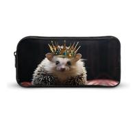 YHNNH Stylish Large Pencil Case Crown With Hedgehog Printed, Big Capacity Pencil Pouch Stationery Pen Bag, Storage High Capacity Bag Pouch Holder Box Organizer, Marker Pen Case for Women & Men