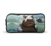 YHNNH Stylish Large Pencil Case Cute Hippos Printed, Big Capacity Pencil Pouch Stationery Pen Bag, Storage High Capacity Bag Pouch Holder Box Organizer, Marker Pen Case for Women & Men