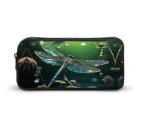 YHNNH Stylish Large Pencil Case Dragonfly Green Printed, Big Capacity Pencil Pouch Stationery Pen Bag, Storage High Capacity Bag Pouch Holder Box Organizer, Marker Pen Case for Women & Men