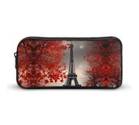 YHNNH Stylish Large Pencil Case Eiffel Tower Autumn Leaves Printed, Big Capacity Pencil Pouch Stationery Pen Bag, Storage High Capacity Bag Pouch Holder Box Organizer, Marker Pen Case for Women & Men