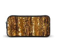 YHNNH Stylish Large Pencil Case Gold Sequin Sparkle Printed, Big Capacity Pencil Pouch Stationery Pen Bag, Storage High Capacity Bag Pouch Holder Box Organizer, Marker Pen Case for Women & Men