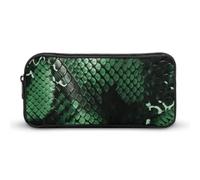 YHNNH Stylish Large Pencil Case Green Snakeskin Printed, Big Capacity Pencil Pouch Stationery Pen Bag, Storage High Capacity Bag Pouch Holder Box Organizer, Marker Pen Case for Women & Men