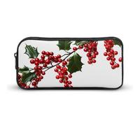 YHNNH Stylish Large Pencil Case Holly Berry Branches Printed, Big Capacity Pencil Pouch Stationery Pen Bag, Storage High Capacity Bag Pouch Holder Box Organizer, Marker Pen Case for Women & Men