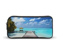 YHNNH Stylish Large Pencil Case Maldives Holidays Printed, Big Capacity Pencil Pouch Stationery Pen Bag, Storage High Capacity Bag Pouch Holder Box Organizer, Marker Pen Case for Women & Men