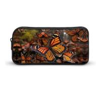 YHNNH Stylish Large Pencil Case Monarch Butterflies Printed, Big Capacity Pencil Pouch Stationery Pen Bag, Storage High Capacity Bag Pouch Holder Box Organizer, Marker Pen Case for Women & Men