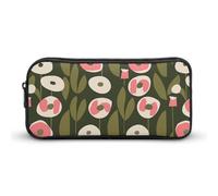 YHNNH Stylish Large Pencil Case Olive Green Flowers Printed, Big Capacity Pencil Pouch Stationery Pen Bag, Storage High Capacity Bag Pouch Holder Box Organizer, Marker Pen Case for Women & Men