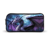 YHNNH Stylish Large Pencil Case Purple Dragon Purple Moon Printed, Big Capacity Pencil Pouch Stationery Pen Bag, Storage High Capacity Bag Pouch Holder Box Organizer, Marker Pen Case for Women & Men