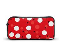 YHNNH Stylish Large Pencil Case Red White Polka Dot Printed, Big Capacity Pencil Pouch Stationery Pen Bag, Storage High Capacity Bag Pouch Holder Box Organizer, Marker Pen Case for Women & Men