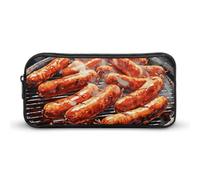 YHNNH Stylish Large Pencil Case Sausage on Fire Printed, Big Capacity Pencil Pouch Stationery Pen Bag, Storage High Capacity Bag Pouch Holder Box Organizer, Marker Pen Case for Women & Men