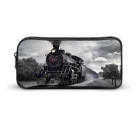 YHNNH Stylish Large Pencil Case Steam Train Clouds Printed, Big Capacity Pencil Pouch Stationery Pen Bag, Storage High Capacity Bag Pouch Holder Box Organizer, Marker Pen Case for Women & Men