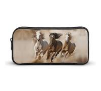 YHNNH Stylish Large Pencil Case Three Running Horses Printed, Big Capacity Pencil Pouch Stationery Pen Bag, Storage High Capacity Bag Pouch Holder Box Organizer, Marker Pen Case for Women & Men