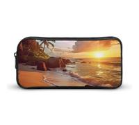 YHNNH Stylish Large Pencil Case Tropical Beach at Sunset Printed, Big Capacity Pencil Pouch Stationery Pen Bag, Storage High Capacity Bag Pouch Holder Box Organizer, Marker Pen Case for Women & Men