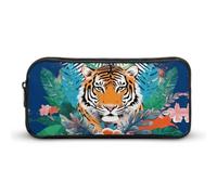 YHNNH Stylish Large Pencil Case Tropical Tiger Print Printed, Big Capacity Pencil Pouch Stationery Pen Bag, Storage High Capacity Bag Pouch Holder Box Organizer, Marker Pen Case for Women & Men