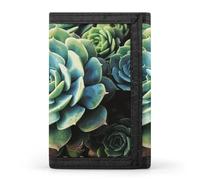 YHNNH Succulent Plants Trifold Wallet Polyester Casual Wallets Portable Stylish Coin Purse for Men And Women